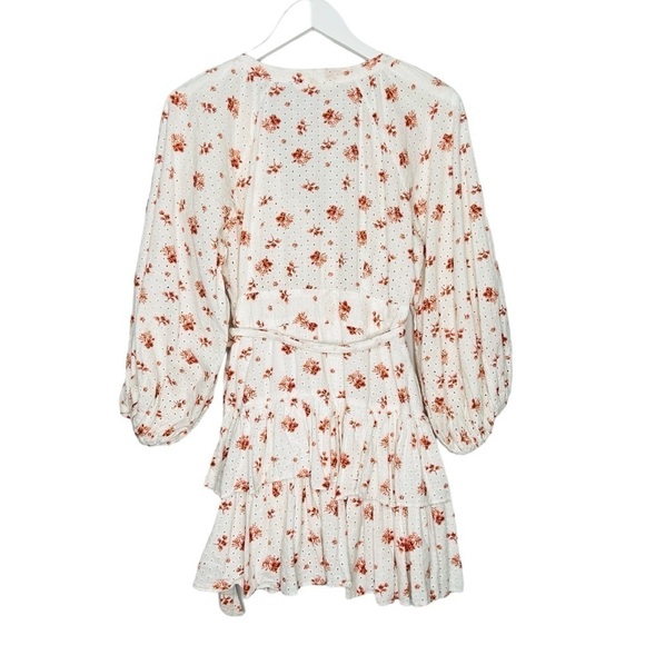 Maia Bergman Ines Floral Eyelet Wrap Mini Dress Size L - Picture 5 of 16